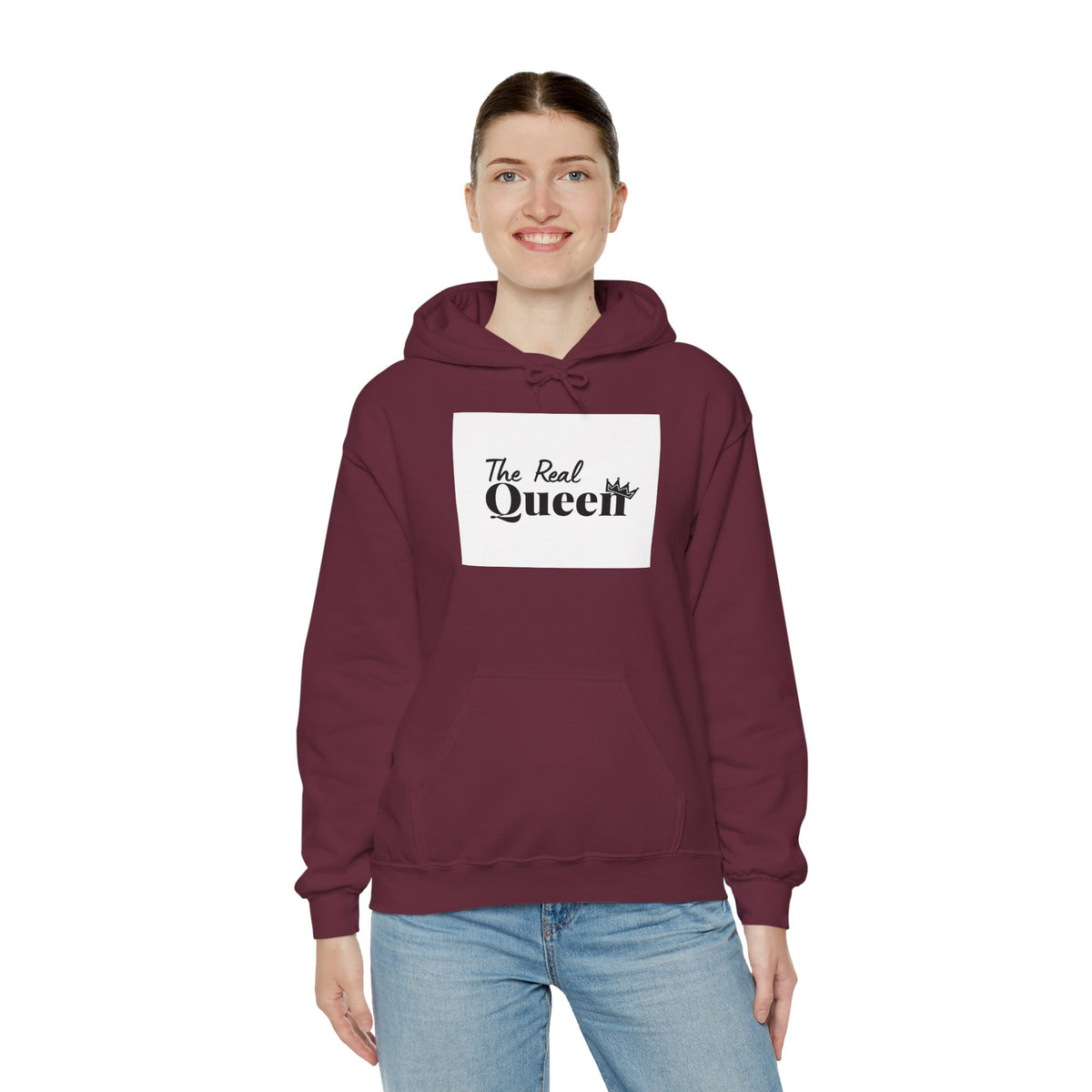 The Real Queen Hoodie — 'Slate & Social' Graphic Pullover for Bold Fashionistas