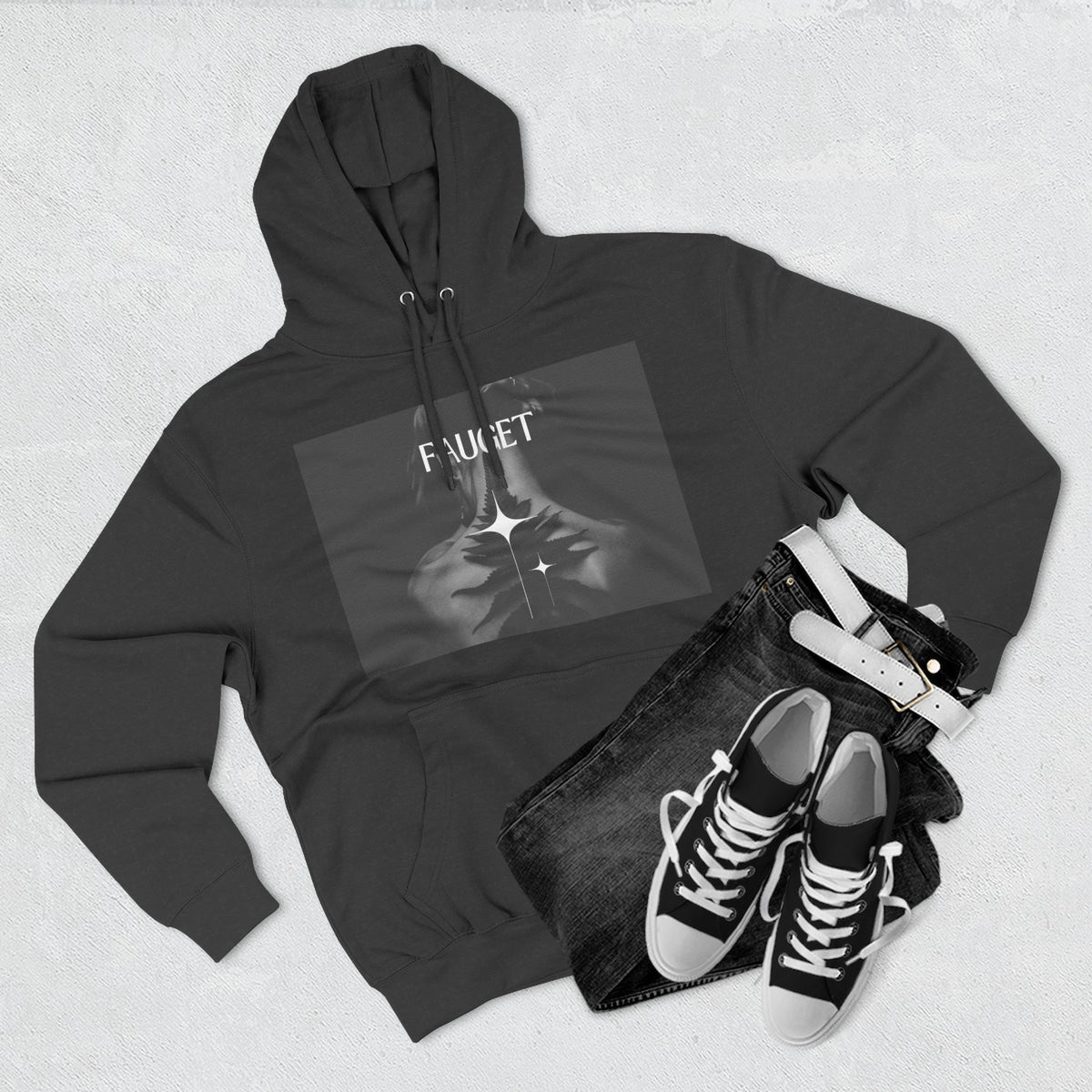 Hoodie — 'FAUCET' Monochrome Prayer Hands Graphic Hoodie