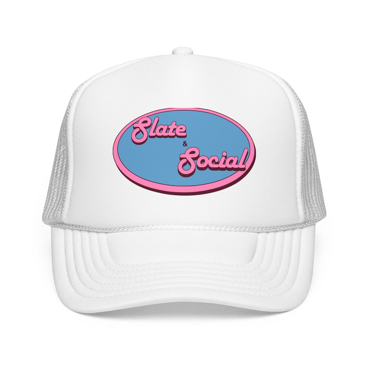 Trucker Hat — "Slate & Social" Retro Patch Foam Cap