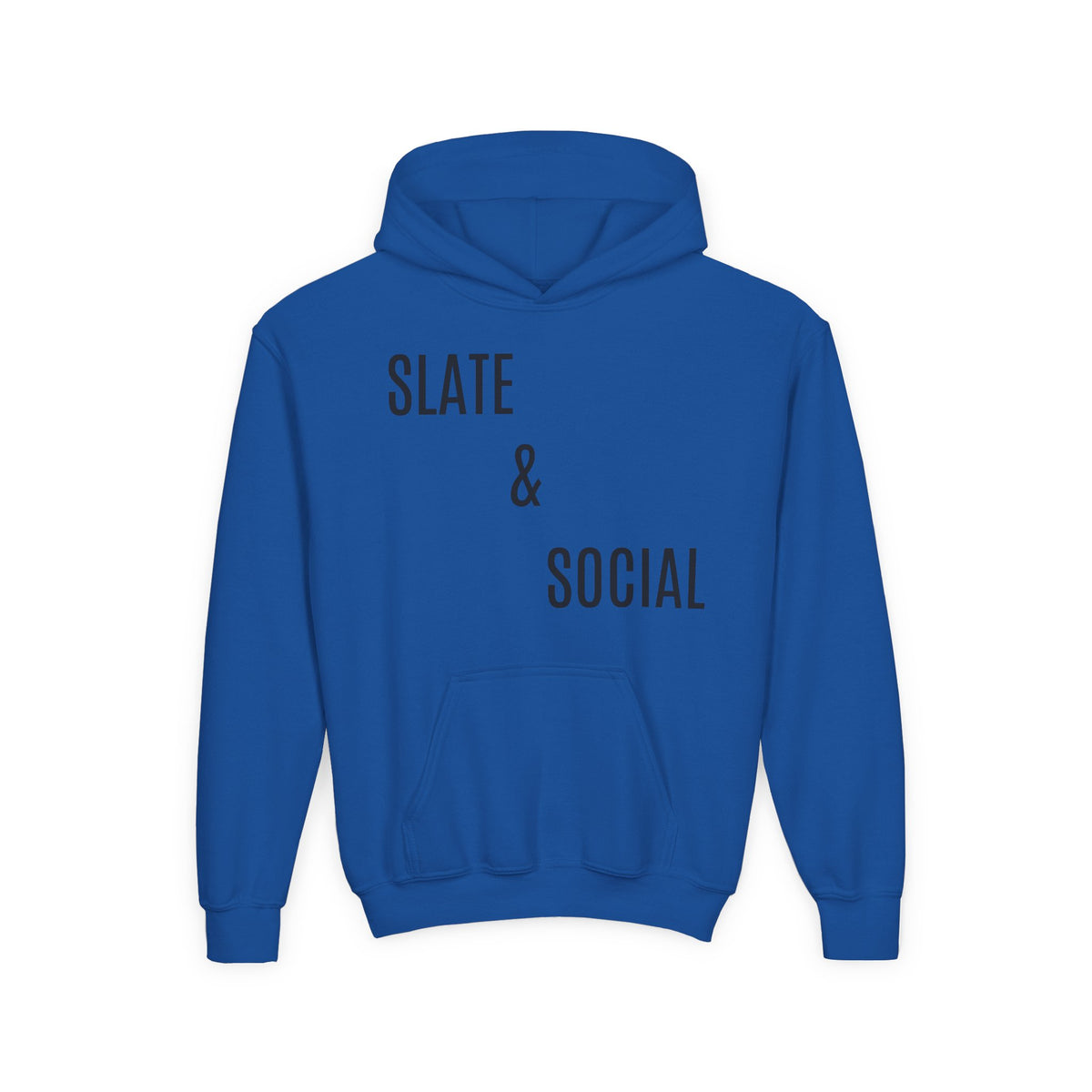 Youth Hoodie - "Slate & Social" Minimalist Text Pullover