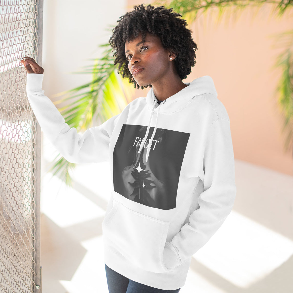 Hoodie — 'FAUCET' Monochrome Prayer Hands Graphic Hoodie