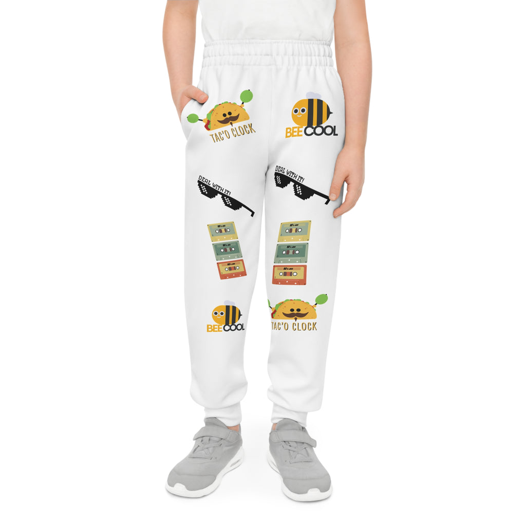 Kids 'Bee Cool' Graphic Joggers — Cute Bee, Cassette & 'Stay Cool' Print