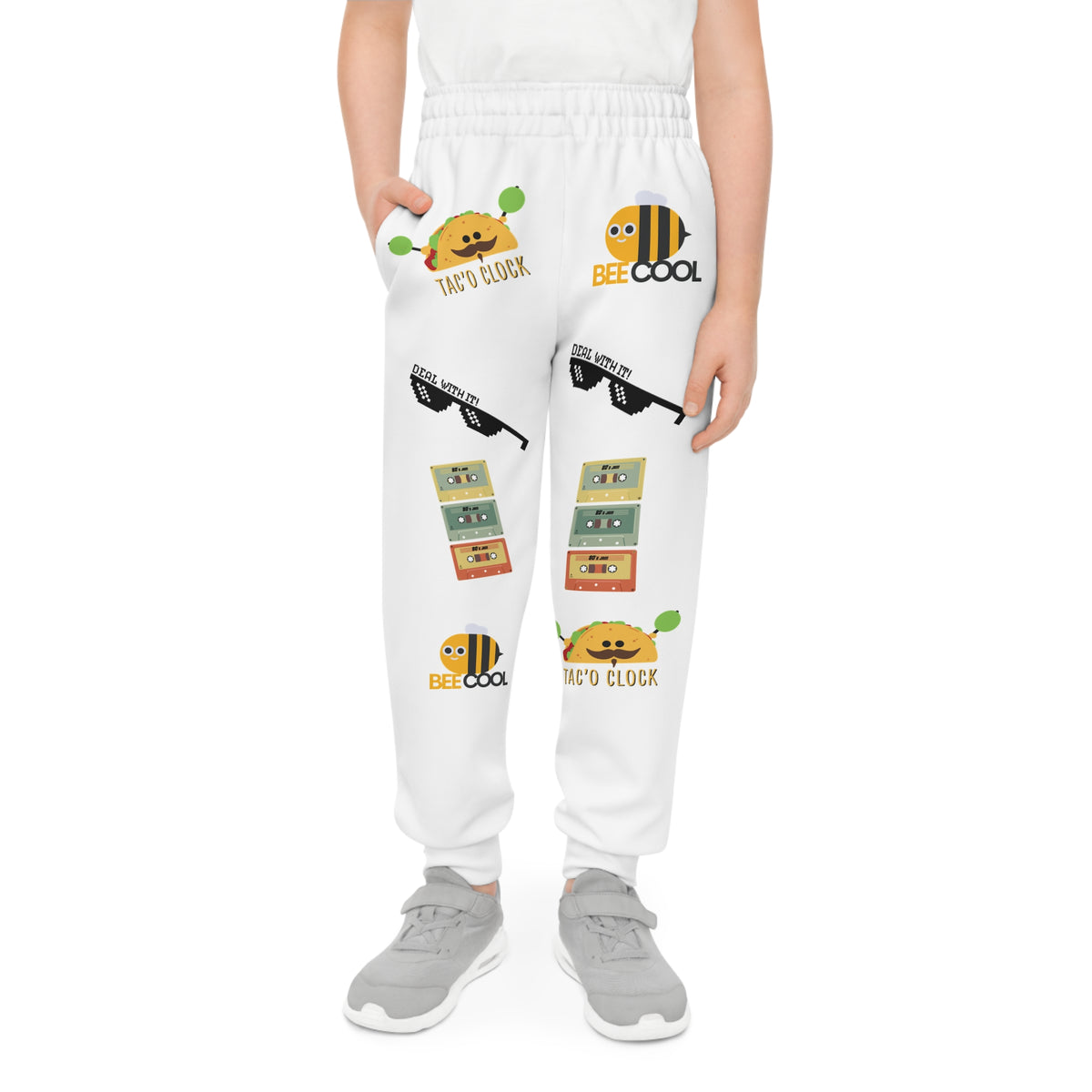 Kids 'Bee Cool' Graphic Joggers — Cute Bee, Cassette & 'Stay Cool' Print