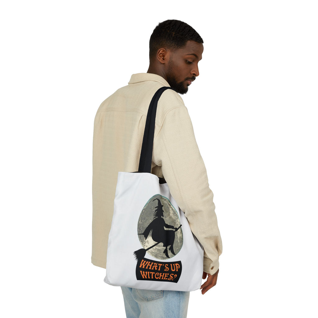 What’s Up Witches Halloween Witch Canvas Tote Bag