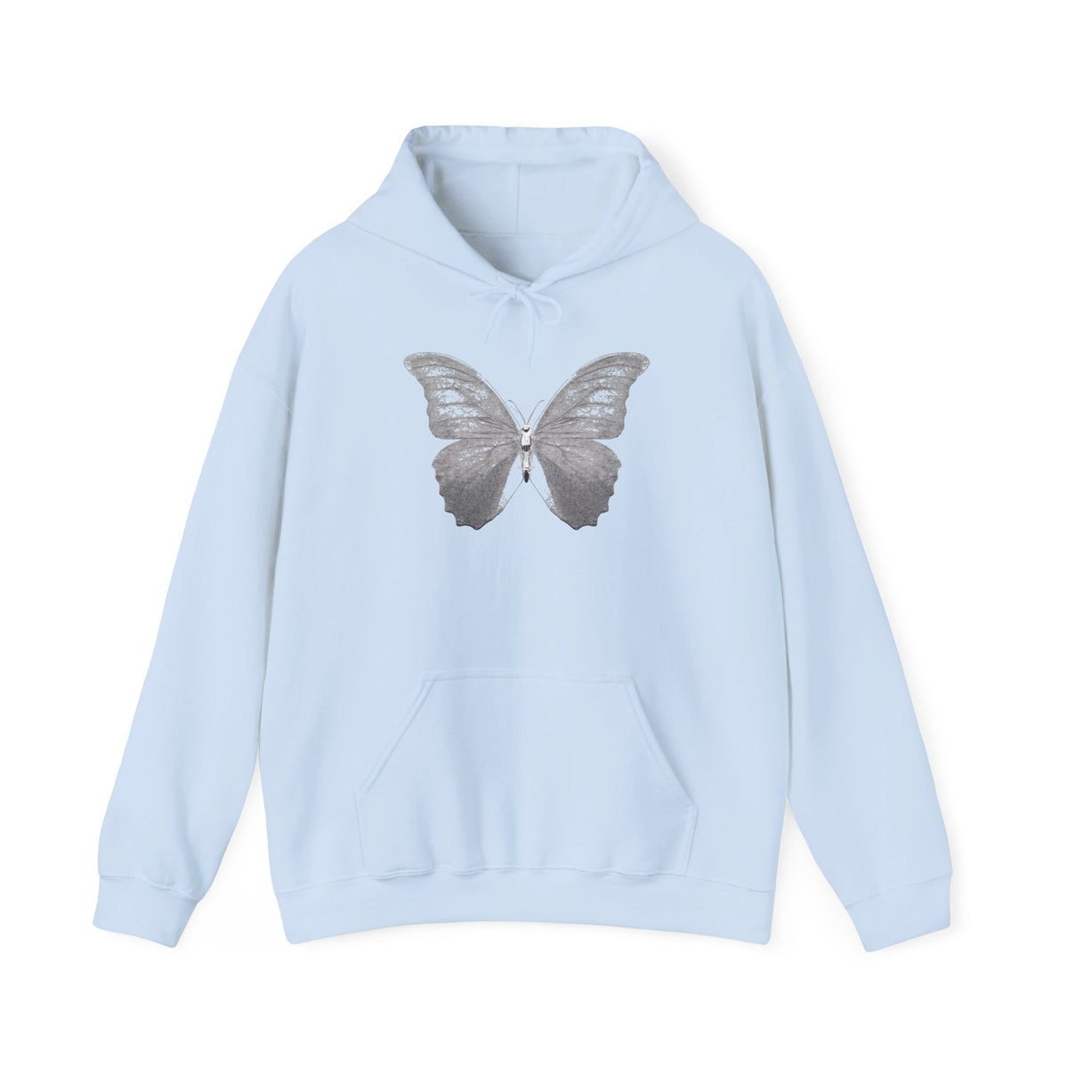 Butterfly Graphic Hoodie — 'Slate & Social' Minimalist White Pullover