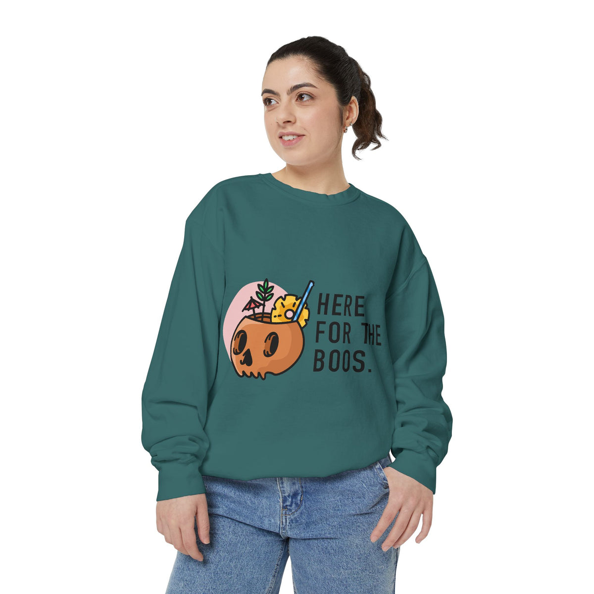 Halloween Pumpkin "Here for the Boos" Sweatshirt