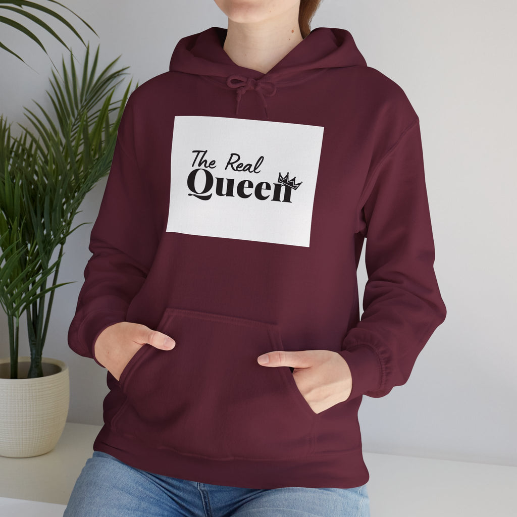 The Real Queen Hoodie — 'Slate & Social' Graphic Pullover for Bold Fashionistas