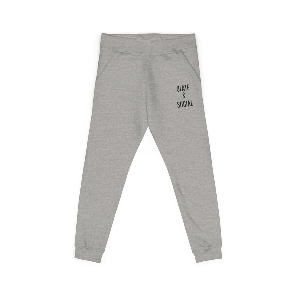 Embroidered 'Slate & Social' Fleece Sweatpants — Cozy Casual Joggers