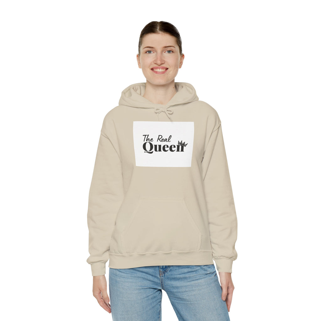 The Real Queen Hoodie — 'Slate & Social' Graphic Pullover for Bold Fashionistas