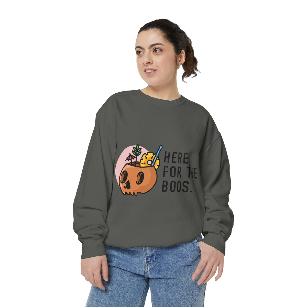 Halloween Pumpkin "Here for the Boos" Sweatshirt