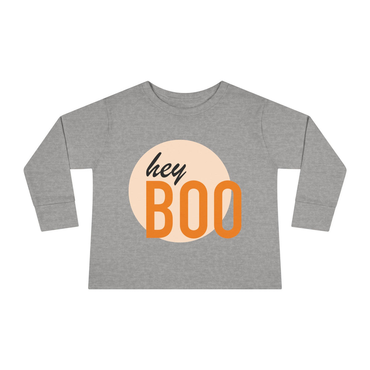 Toddler Long Sleeve Tee — "hey BOO" Halloween Spooky Season Shirt