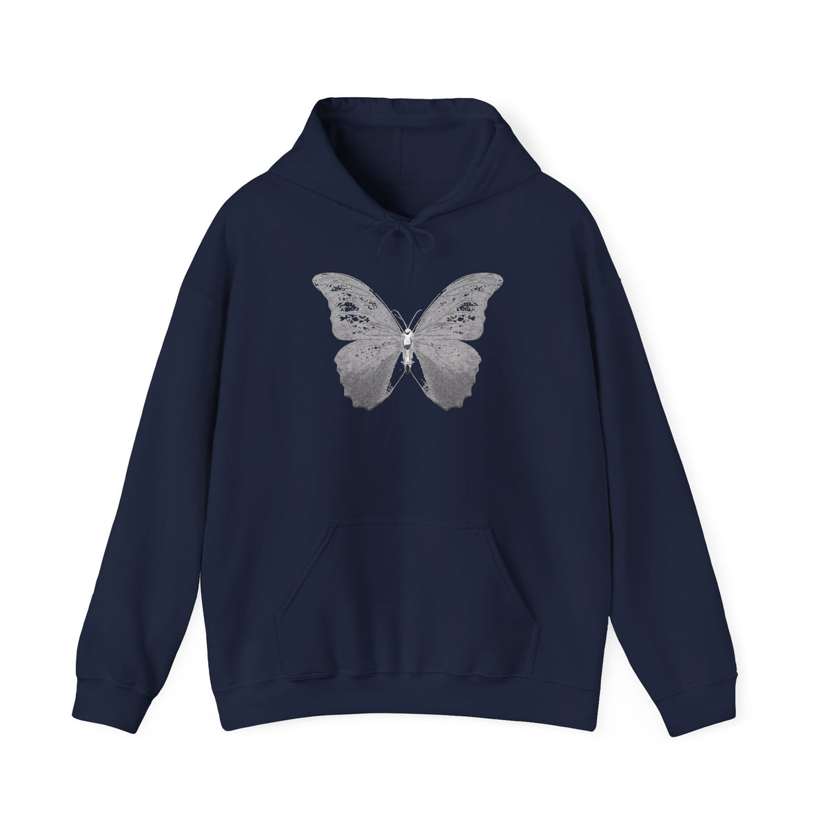Butterfly Graphic Hoodie — 'Slate & Social' Minimalist White Pullover