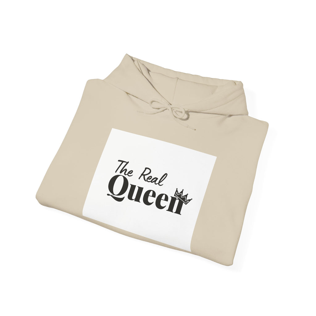 The Real Queen Hoodie — 'Slate & Social' Graphic Pullover for Bold Fashionistas