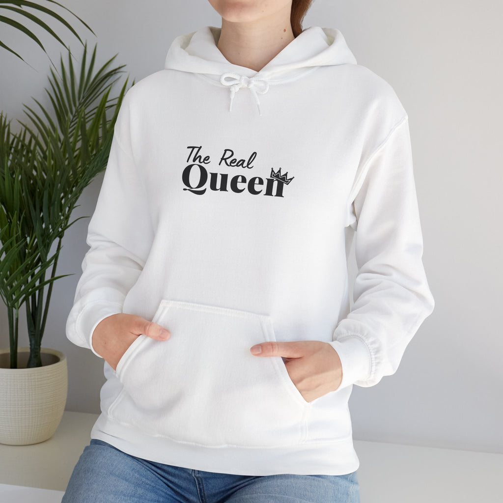 The Real Queen Hoodie — 'Slate & Social' Graphic Pullover for Bold Fashionistas
