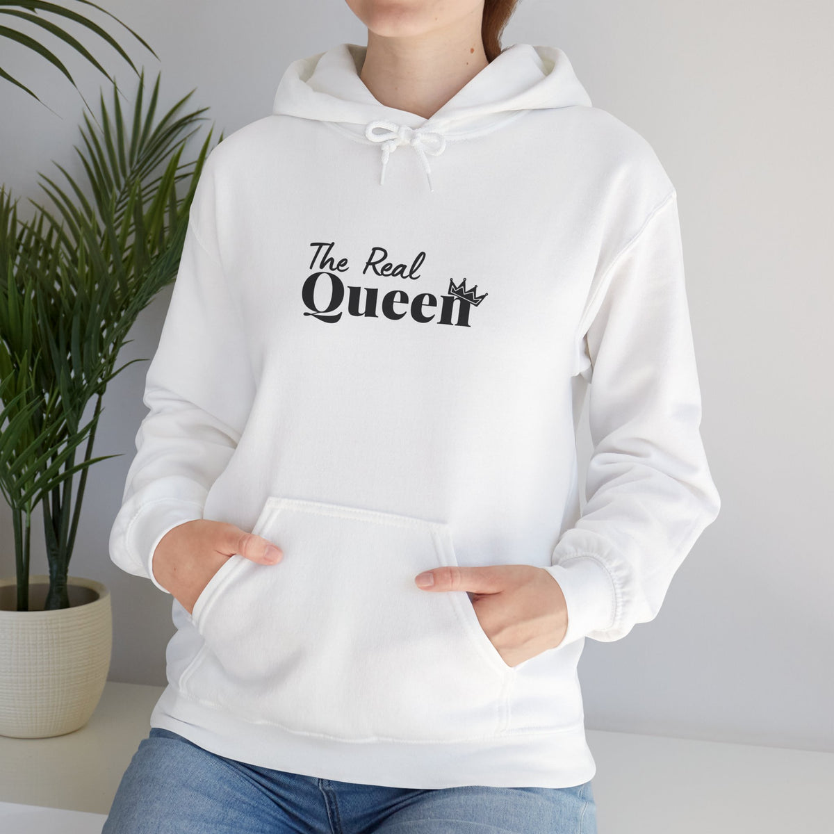 The Real Queen Hoodie — 'Slate & Social' Graphic Pullover for Bold Fashionistas