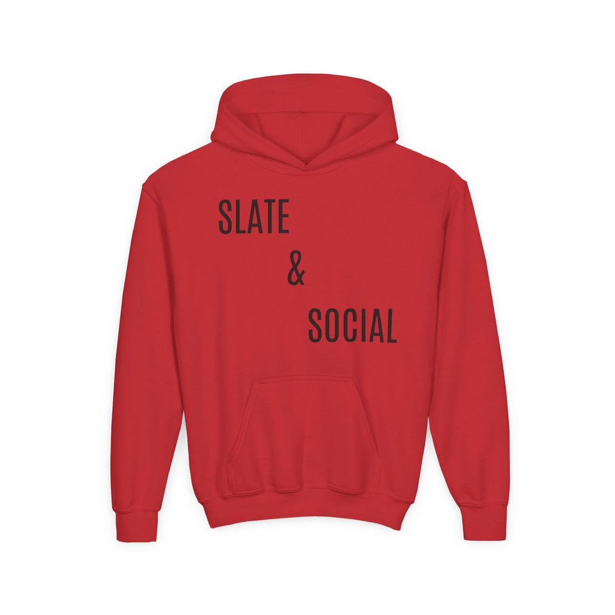 Youth Hoodie - "Slate & Social" Minimalist Text Pullover