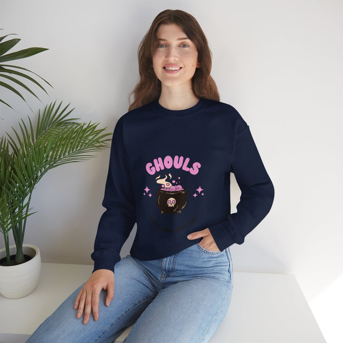 Ghoul Crewneck Sweatshirt — "Ghouls Just Wanna Have Fun" Cute Halloween Pullover