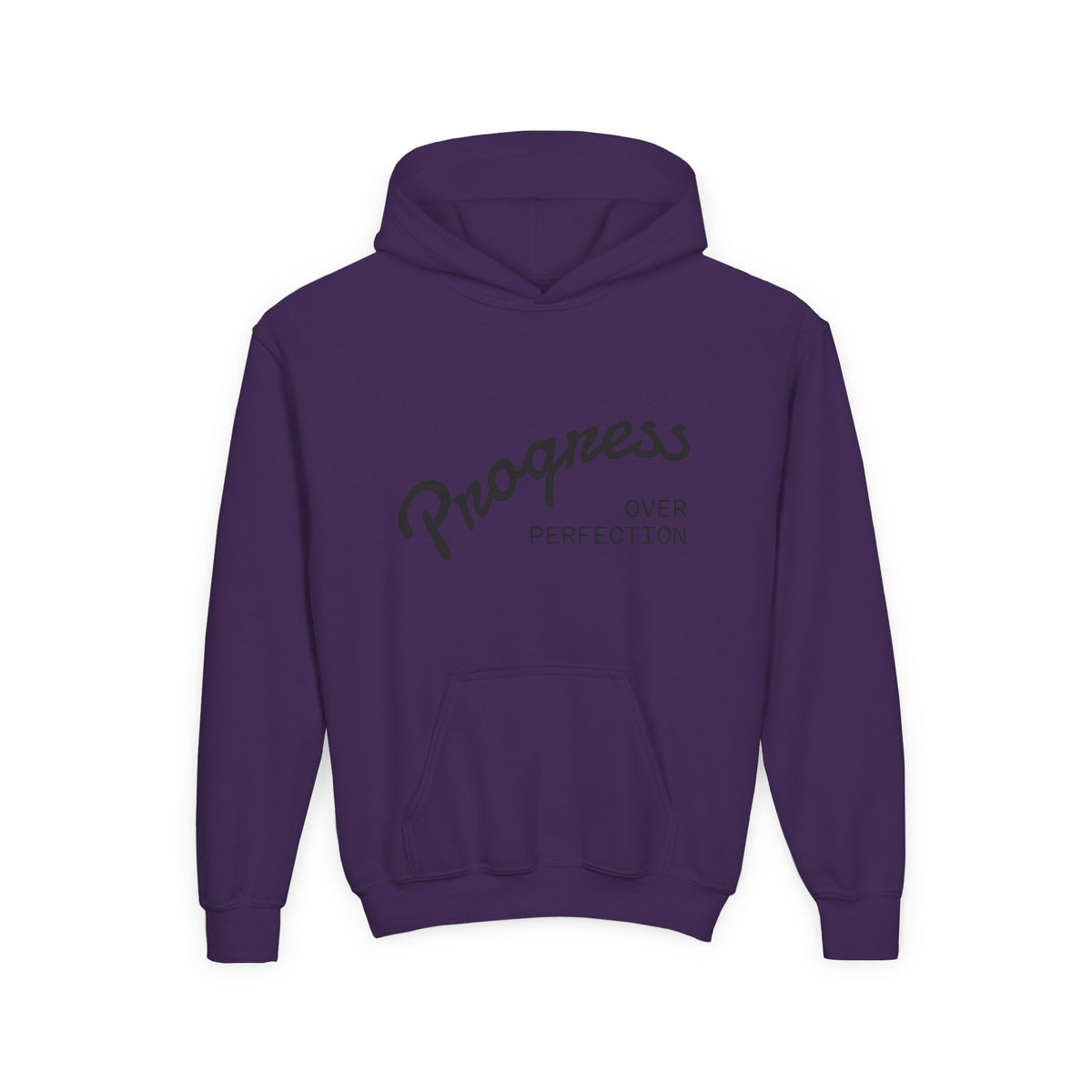 Youth Hoodie — "Progress Over Perfection" Motivational Pullover