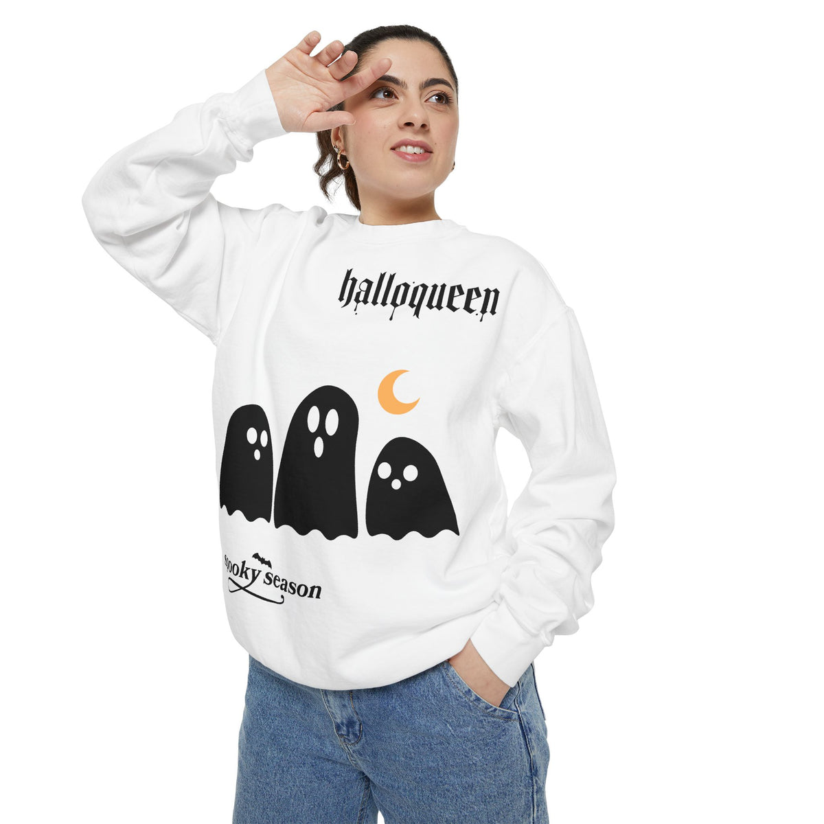Halloween Ghosts Sweatshirt — "halloqueen" Spooky Season Crewneck