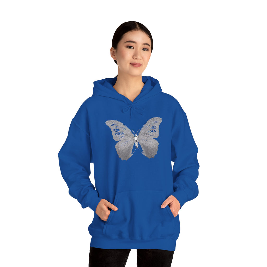 Butterfly Graphic Hoodie — 'Slate & Social' Minimalist White Pullover