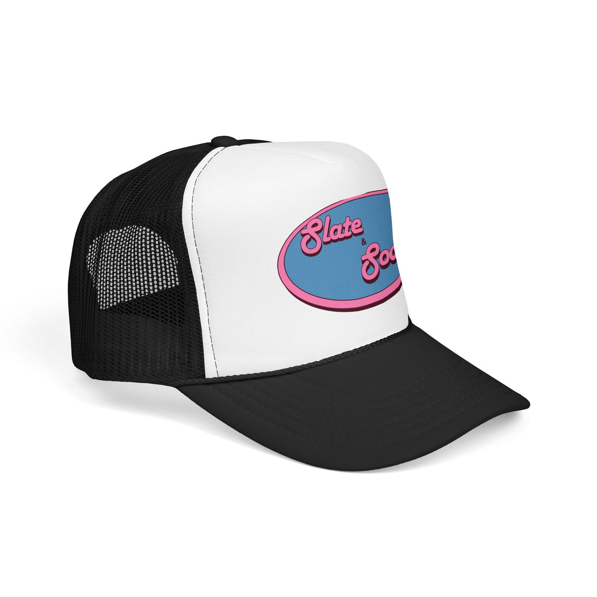 Trucker Hat — "Slate & Social" Retro Patch Foam Cap