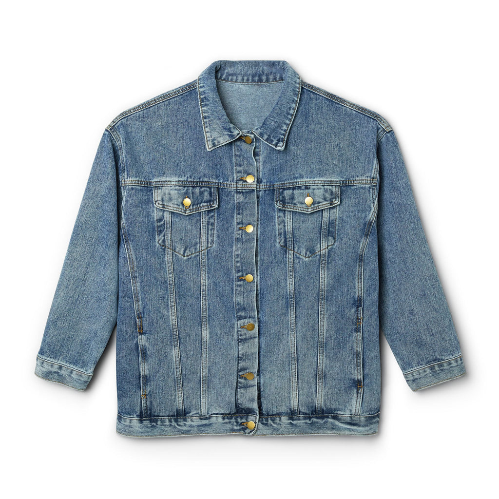 Women's Denim Jacket with Embroidered Progress Floral Design