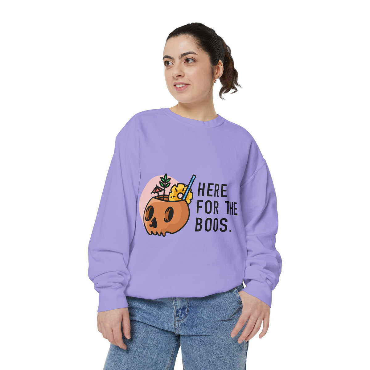 Halloween Pumpkin "Here for the Boos" Sweatshirt
