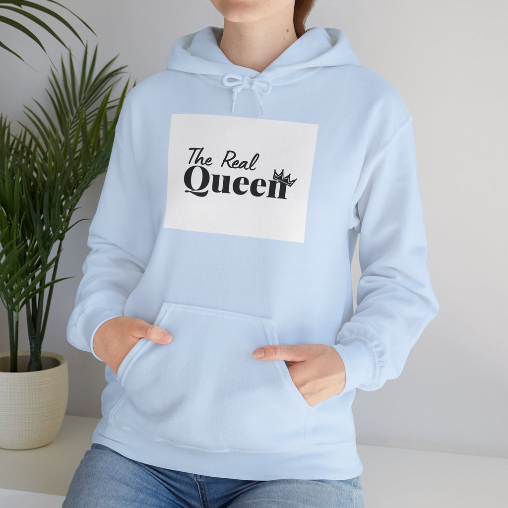 The Real Queen Hoodie — 'Slate & Social' Graphic Pullover for Bold Fashionistas