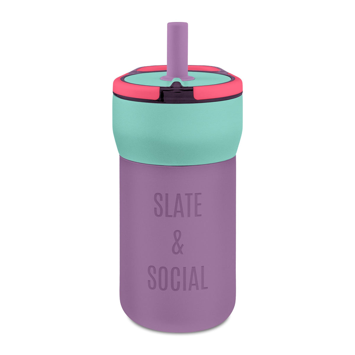Kids’ 12oz Leakproof Straw Tumbler – Slate & Social Engraved Cup