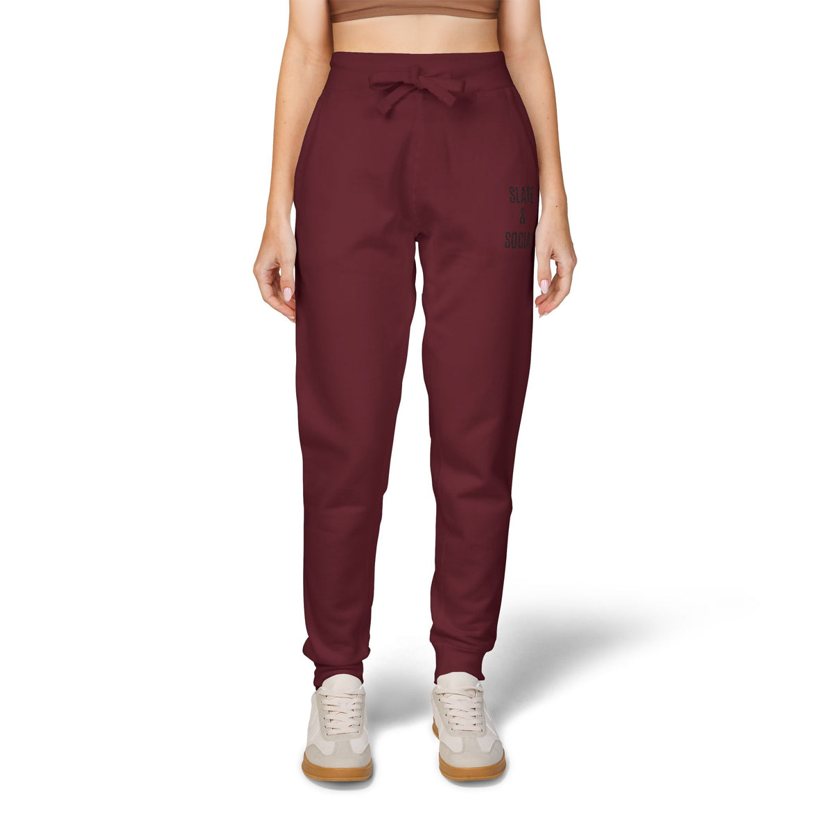 Embroidered 'Slate & Social' Fleece Sweatpants — Cozy Casual Joggers