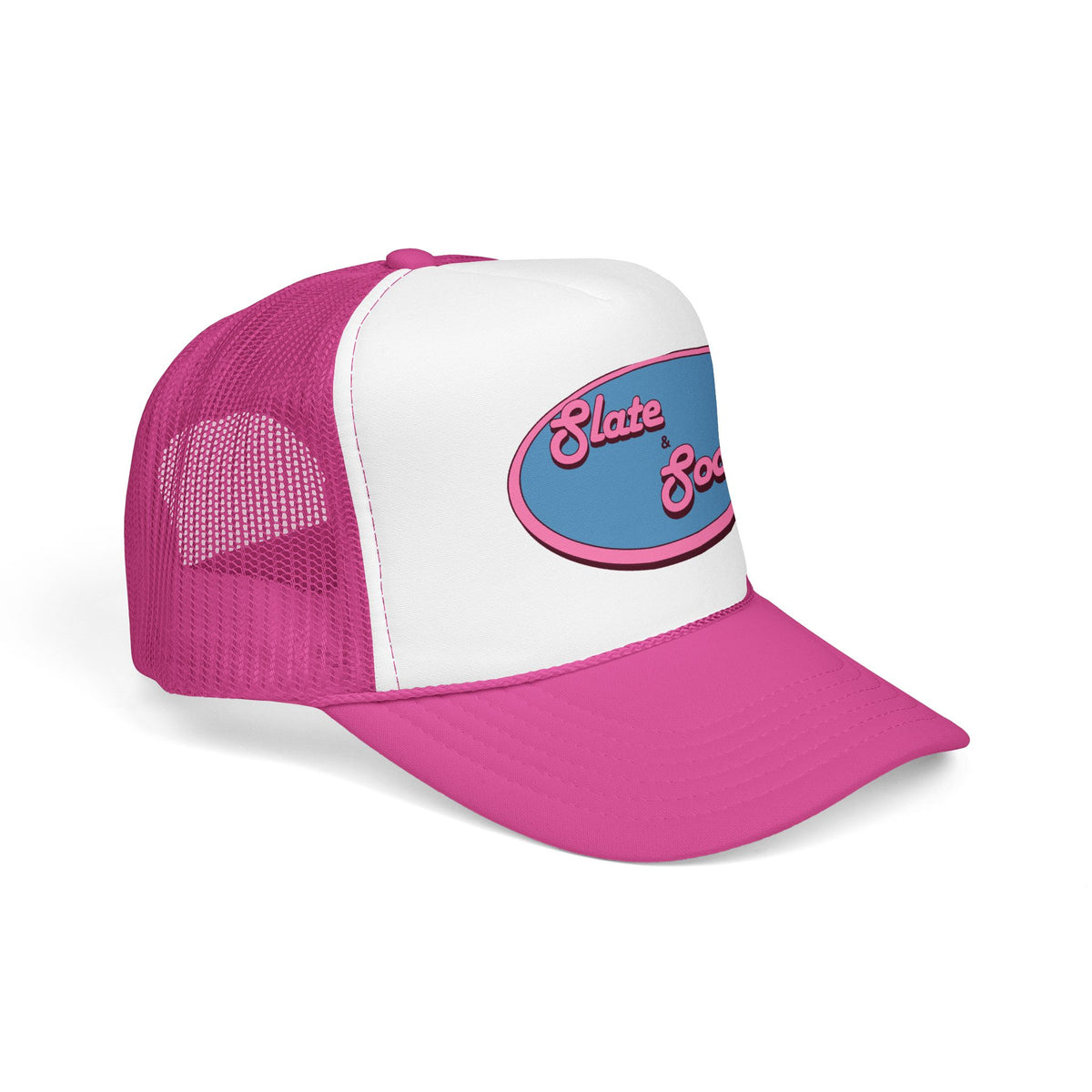 Trucker Hat — "Slate & Social" Retro Patch Foam Cap