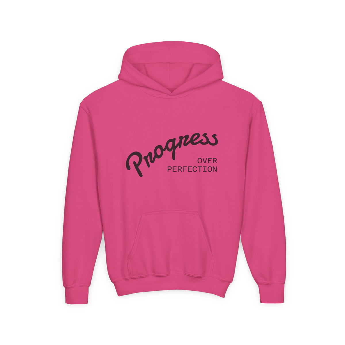 Youth Hoodie — "Progress Over Perfection" Motivational Pullover