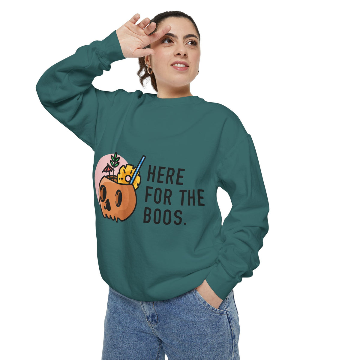 Halloween Pumpkin "Here for the Boos" Sweatshirt
