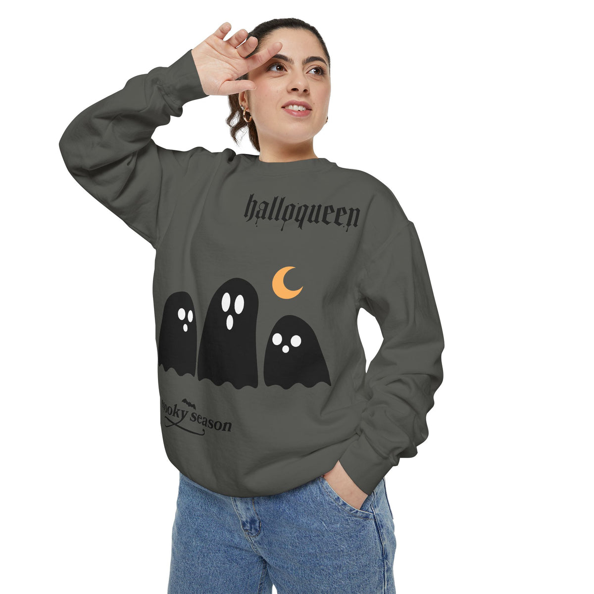 Halloween Ghosts Sweatshirt — "halloqueen" Spooky Season Crewneck