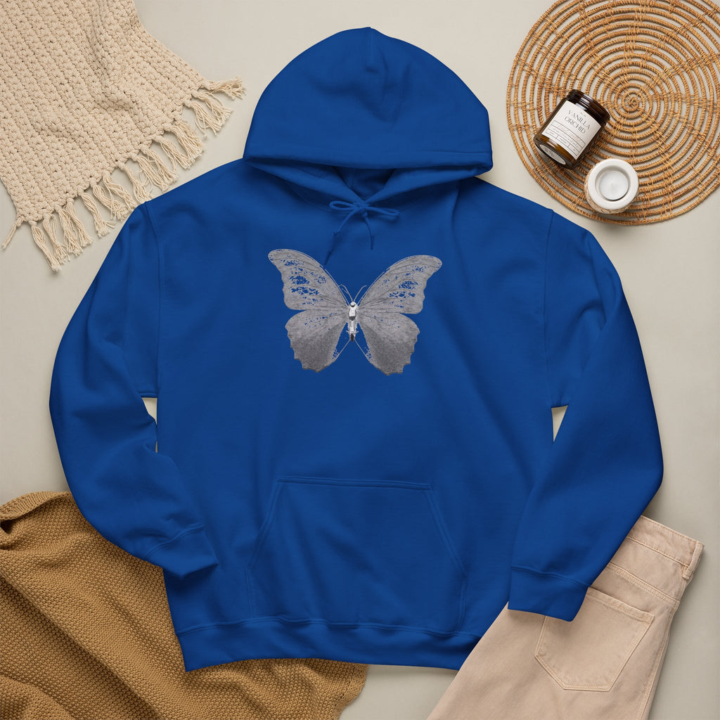 Butterfly Graphic Hoodie — 'Slate & Social' Minimalist White Pullover