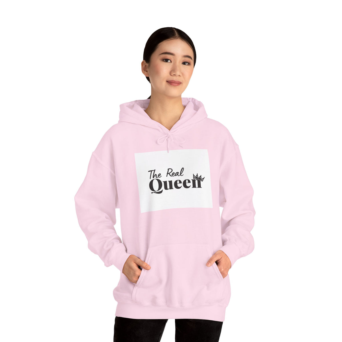 The Real Queen Hoodie — 'Slate & Social' Graphic Pullover for Bold Fashionistas
