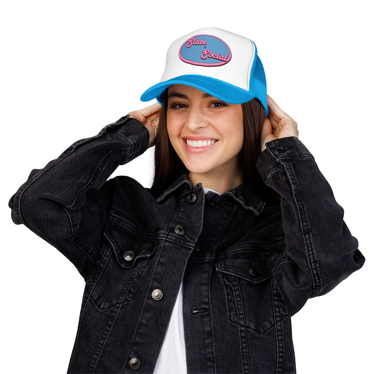 Trucker Hat — "Slate & Social" Retro Patch Foam Cap