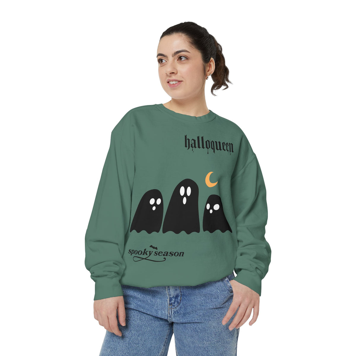 Halloween Ghosts Sweatshirt — "halloqueen" Spooky Season Crewneck