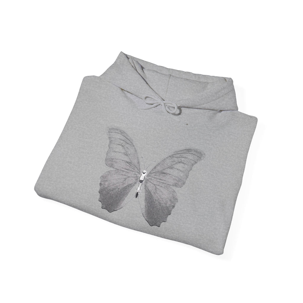 Butterfly Graphic Hoodie — 'Slate & Social' Minimalist White Pullover