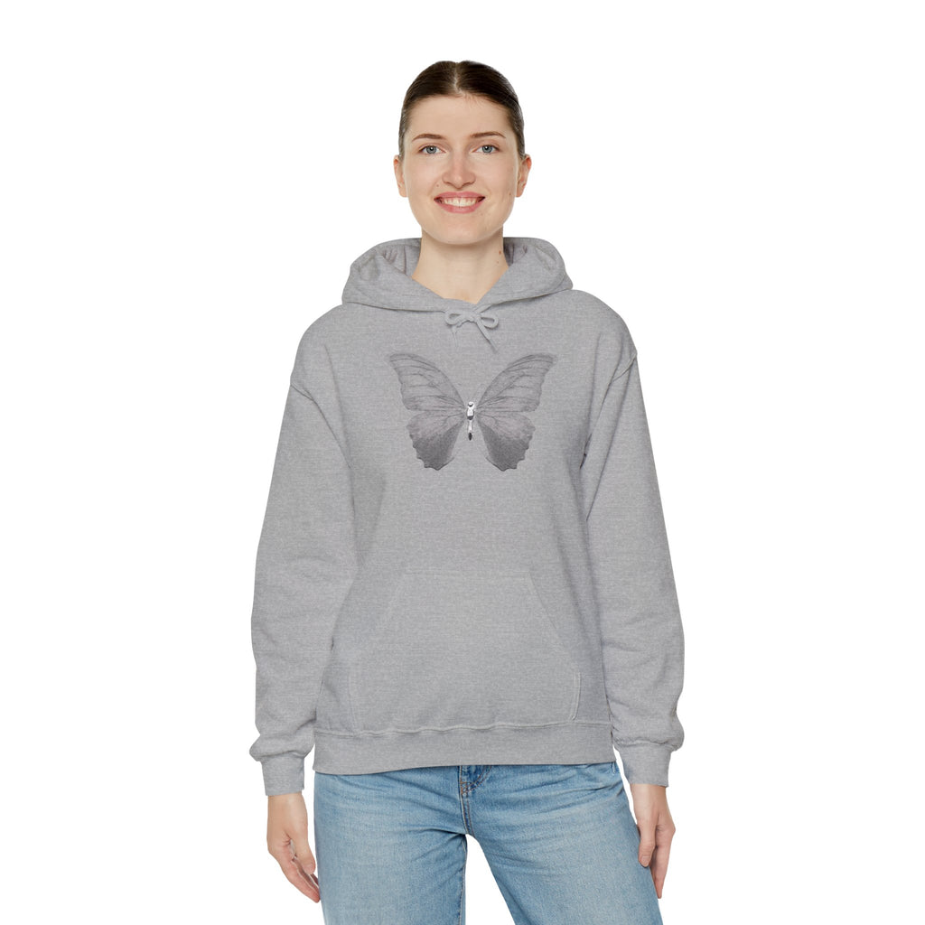 Butterfly Graphic Hoodie — 'Slate & Social' Minimalist White Pullover