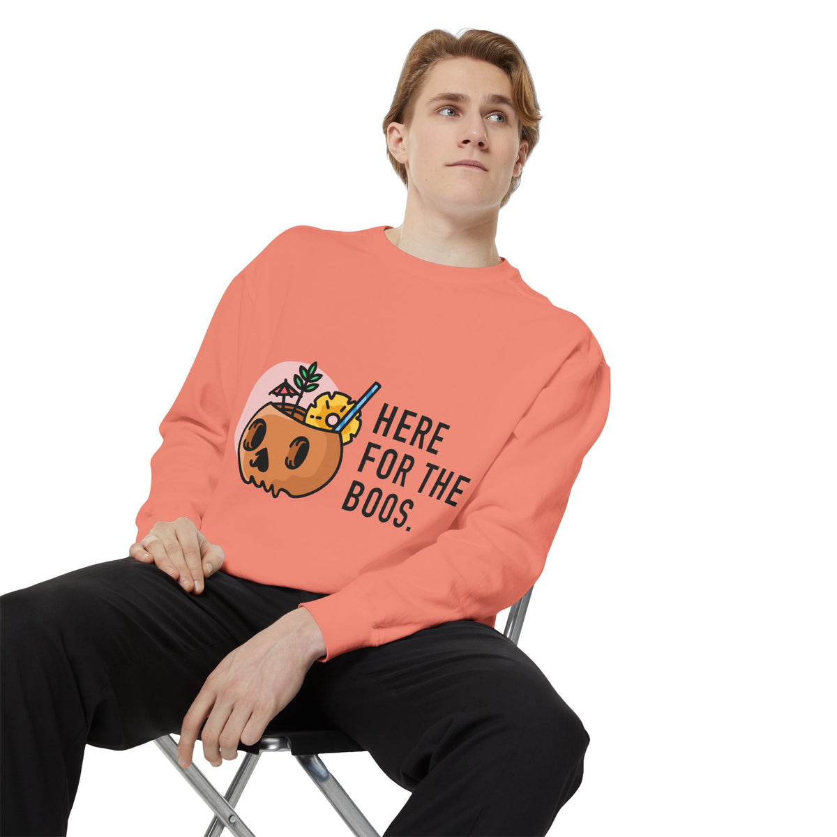 Halloween Pumpkin "Here for the Boos" Sweatshirt