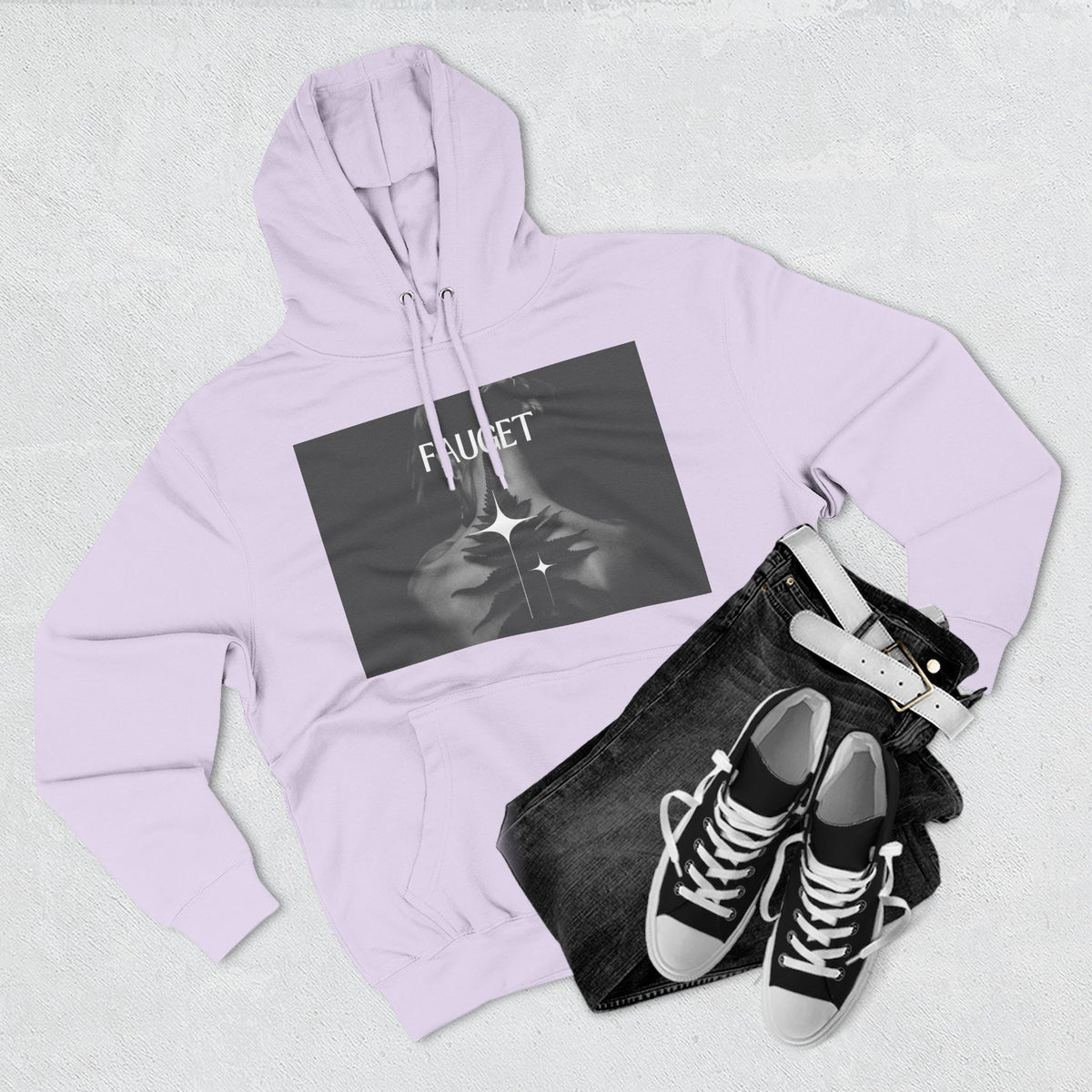 Hoodie — 'FAUCET' Monochrome Prayer Hands Graphic Hoodie