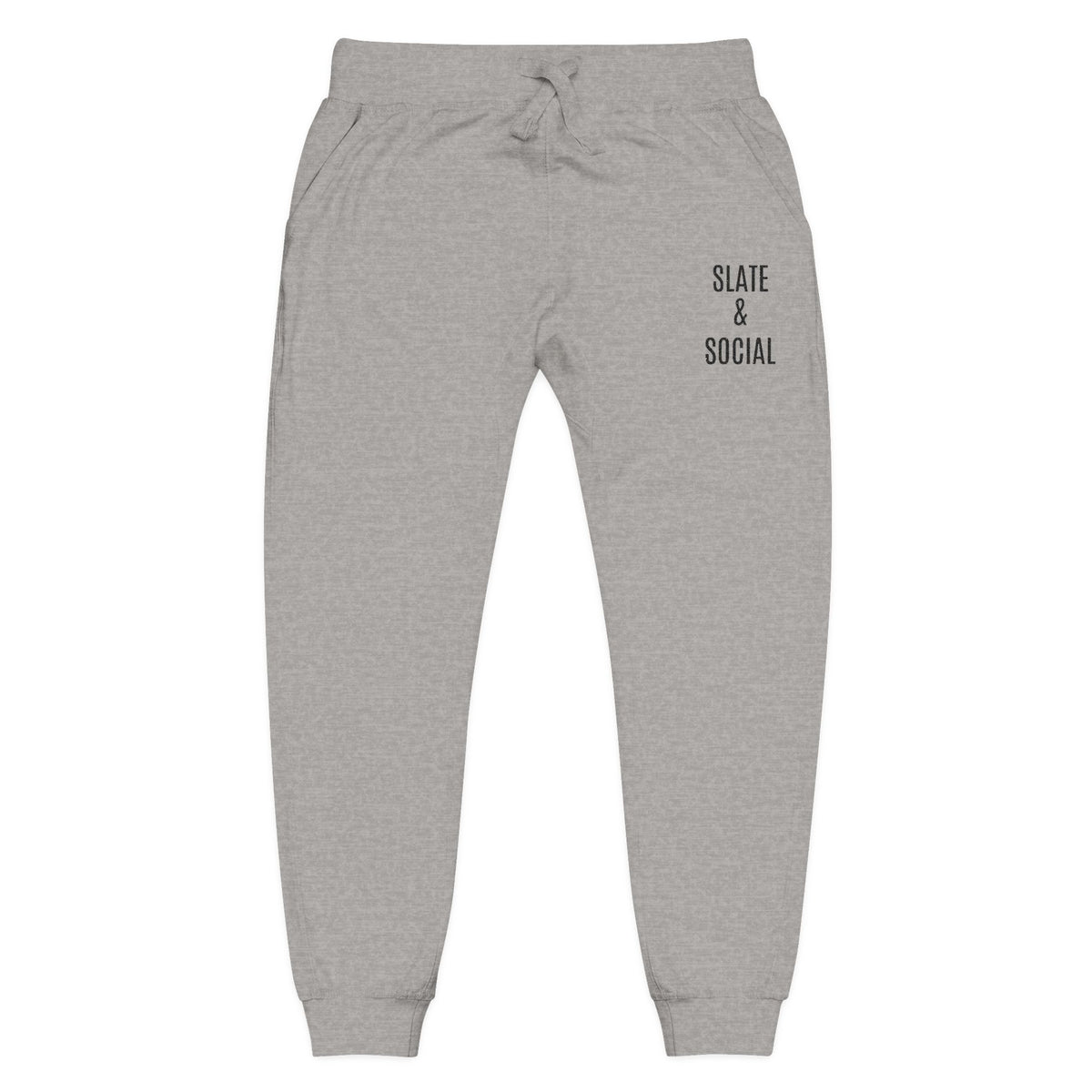 Embroidered 'Slate & Social' Fleece Sweatpants — Cozy Casual Joggers