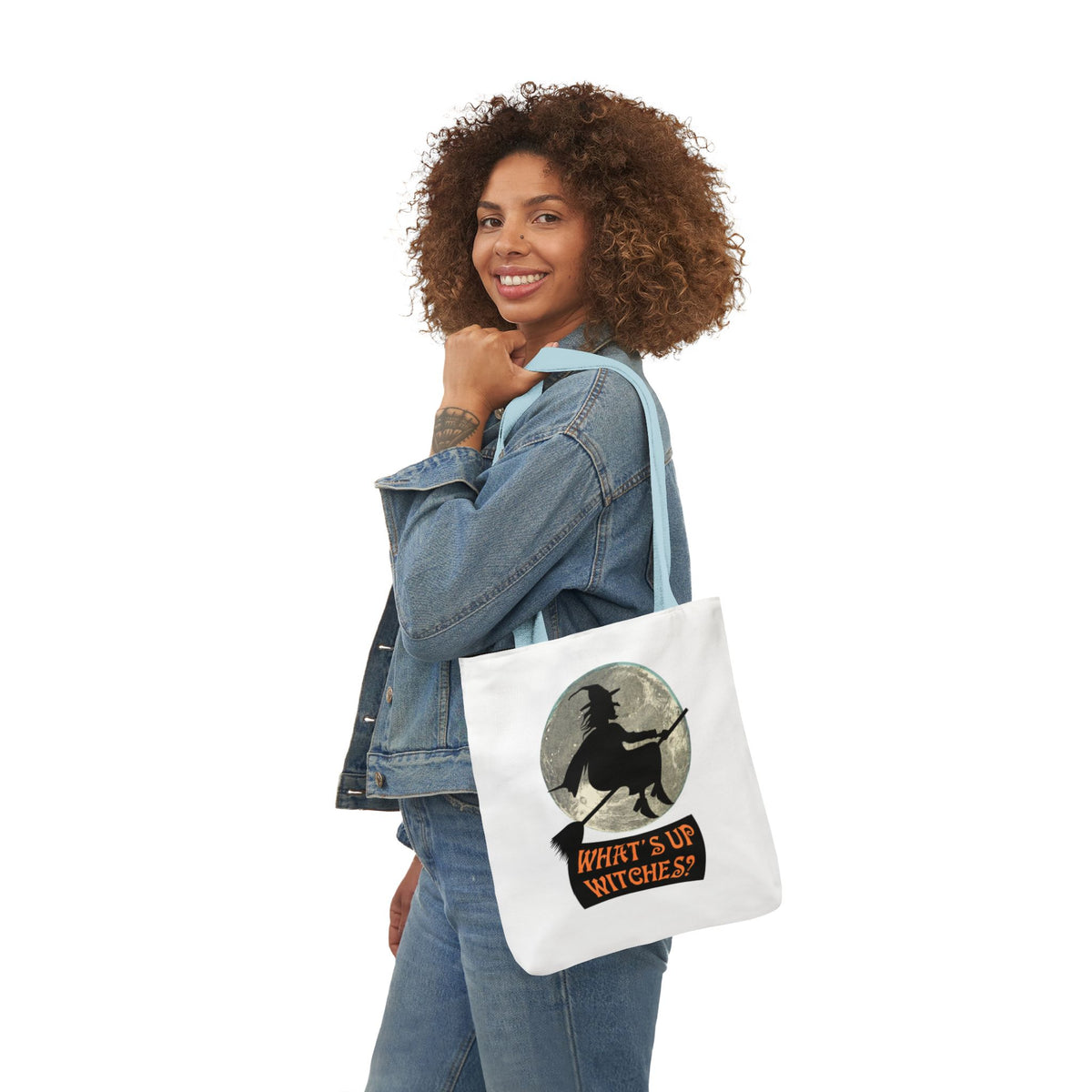 What’s Up Witches Halloween Witch Canvas Tote Bag