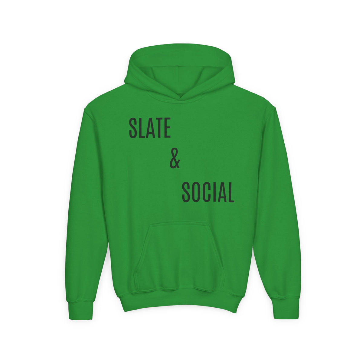 Youth Hoodie - "Slate & Social" Minimalist Text Pullover
