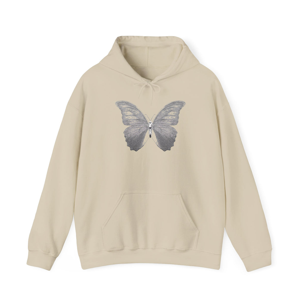 Butterfly Graphic Hoodie — 'Slate & Social' Minimalist White Pullover