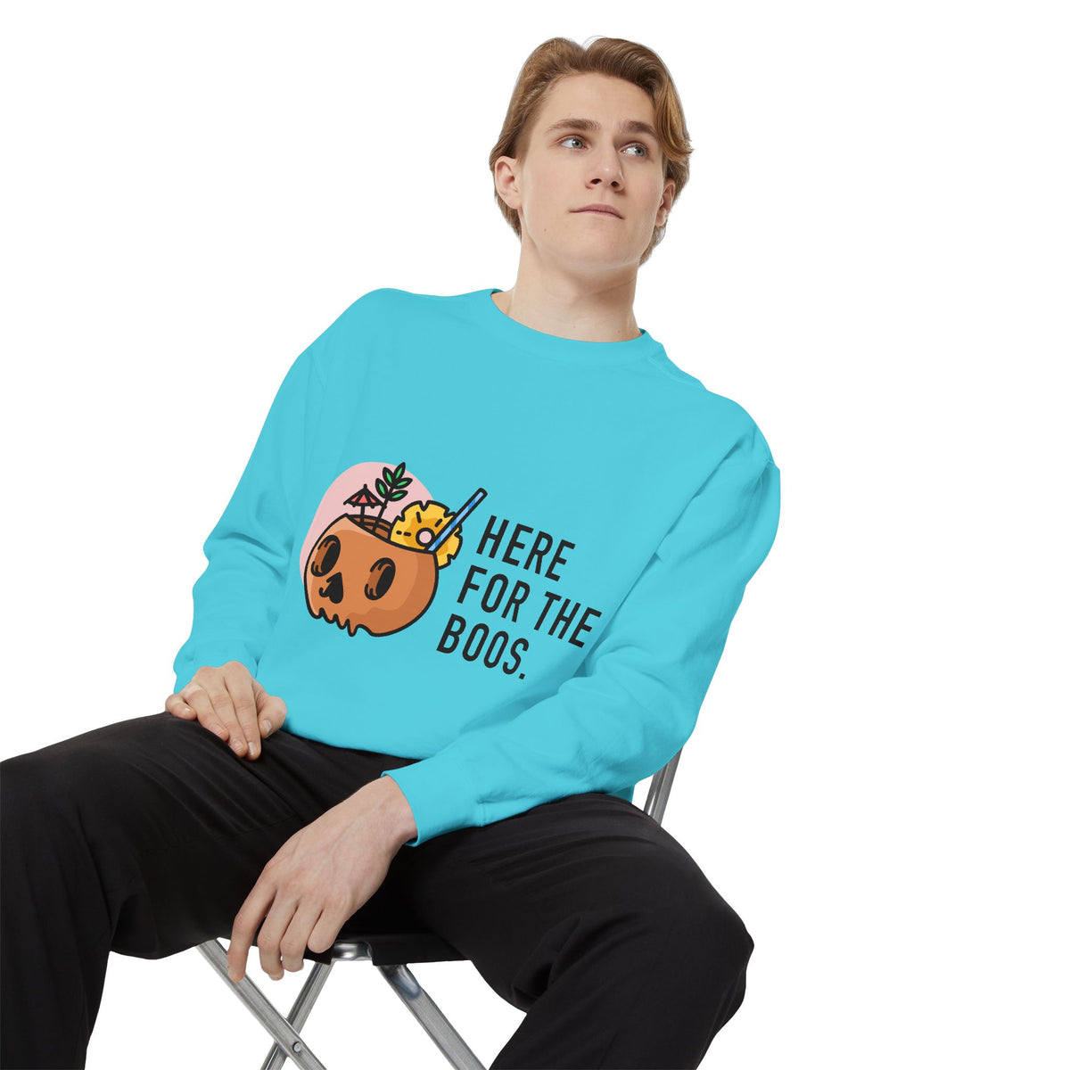 Halloween Pumpkin "Here for the Boos" Sweatshirt
