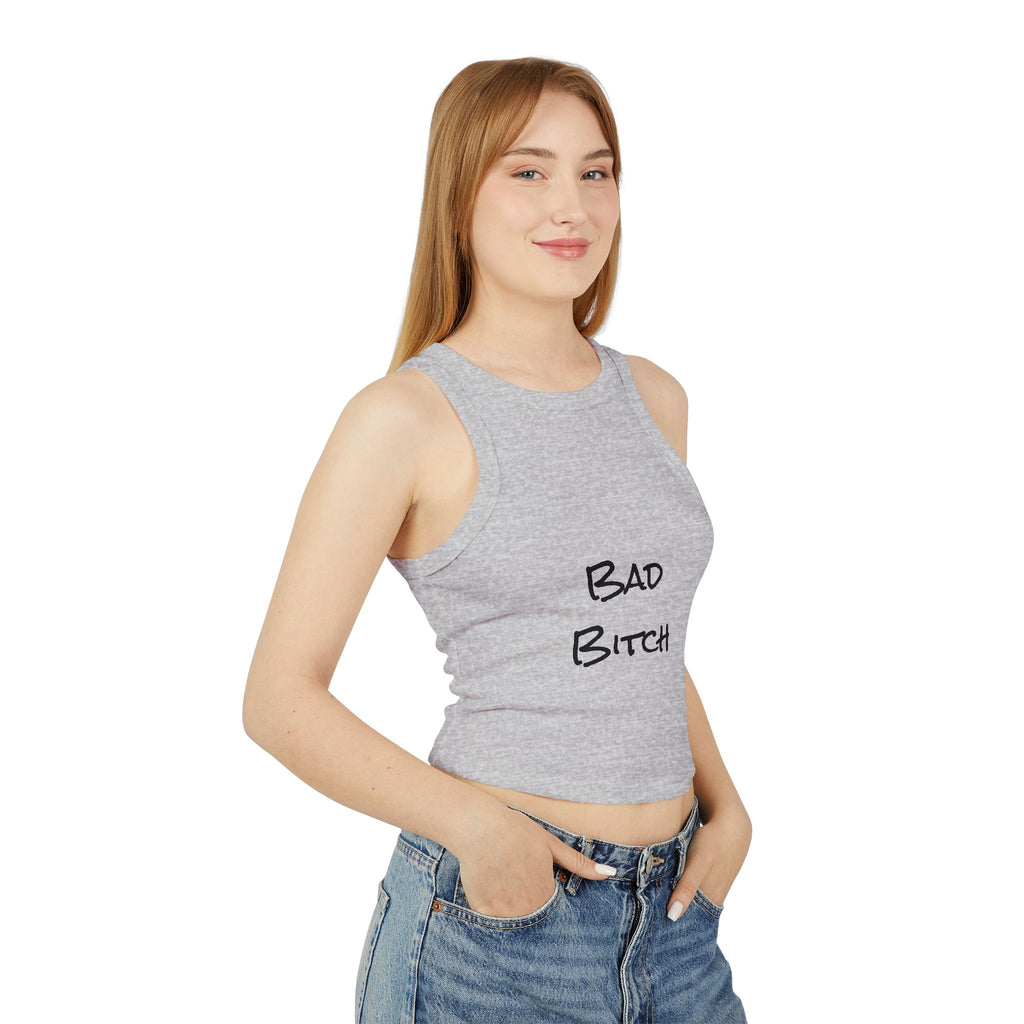 Bad Bitch Racer Tank Top — Women's Crop Ribbed Tank
