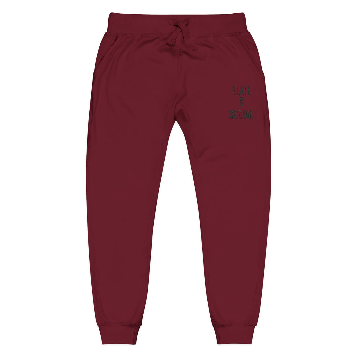 Embroidered 'Slate & Social' Fleece Sweatpants — Cozy Casual Joggers