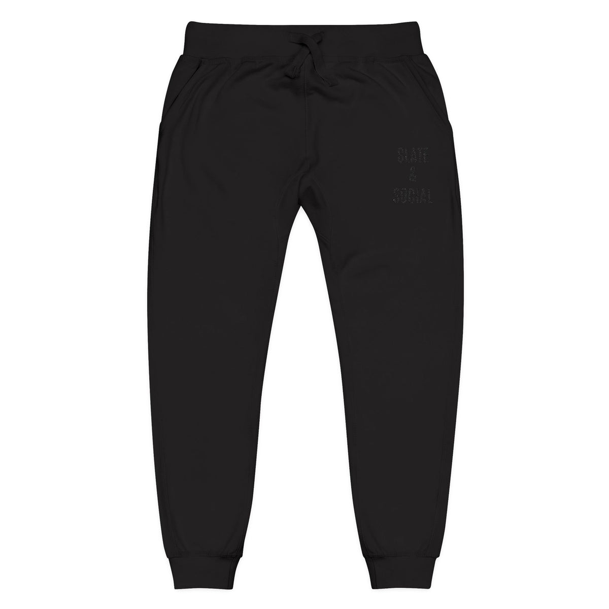 Embroidered 'Slate & Social' Fleece Sweatpants — Cozy Casual Joggers
